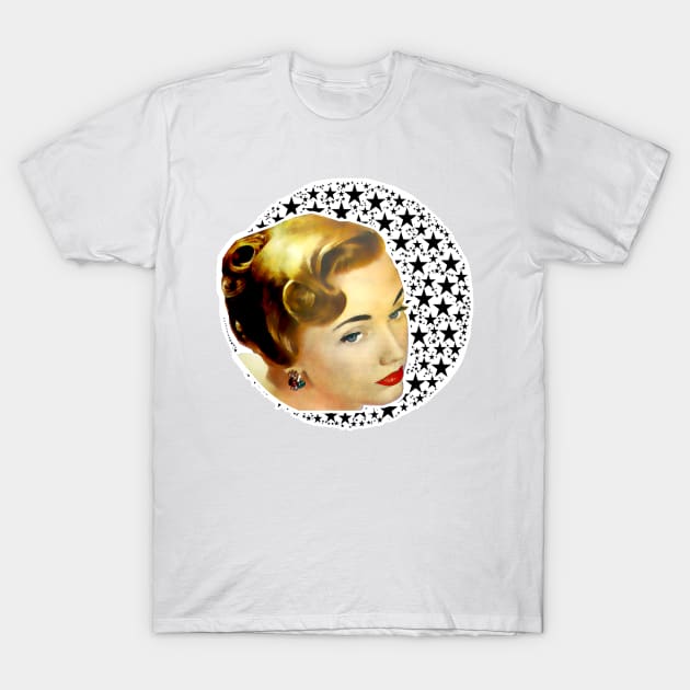 Woman profile with background stars T-Shirt by Marccelus